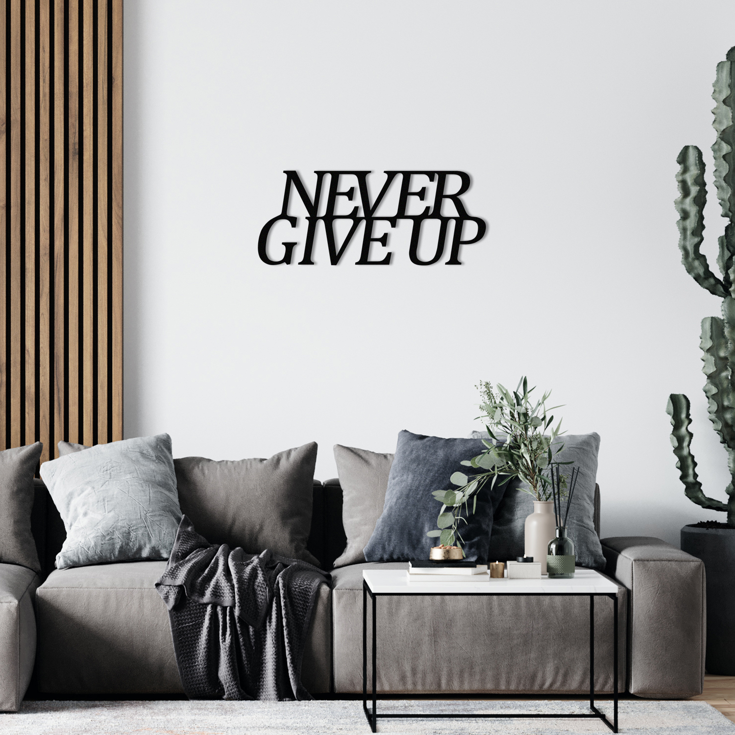NEVER GIVE UP METAL DECOR